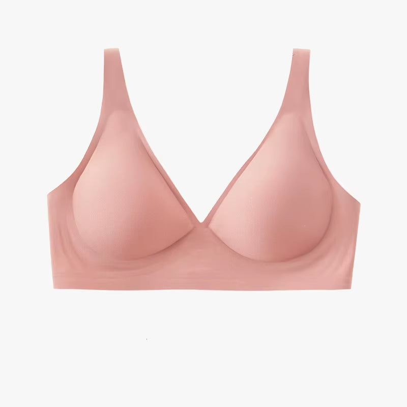 Dropping Shipping Viral Jelly Seamless V-Deep Bra for Women Gathering Wireless Low-Cut Bra Thin Push-Up Backless Bra